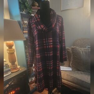 Plaid Cowl Neck Short Dress or Tunic